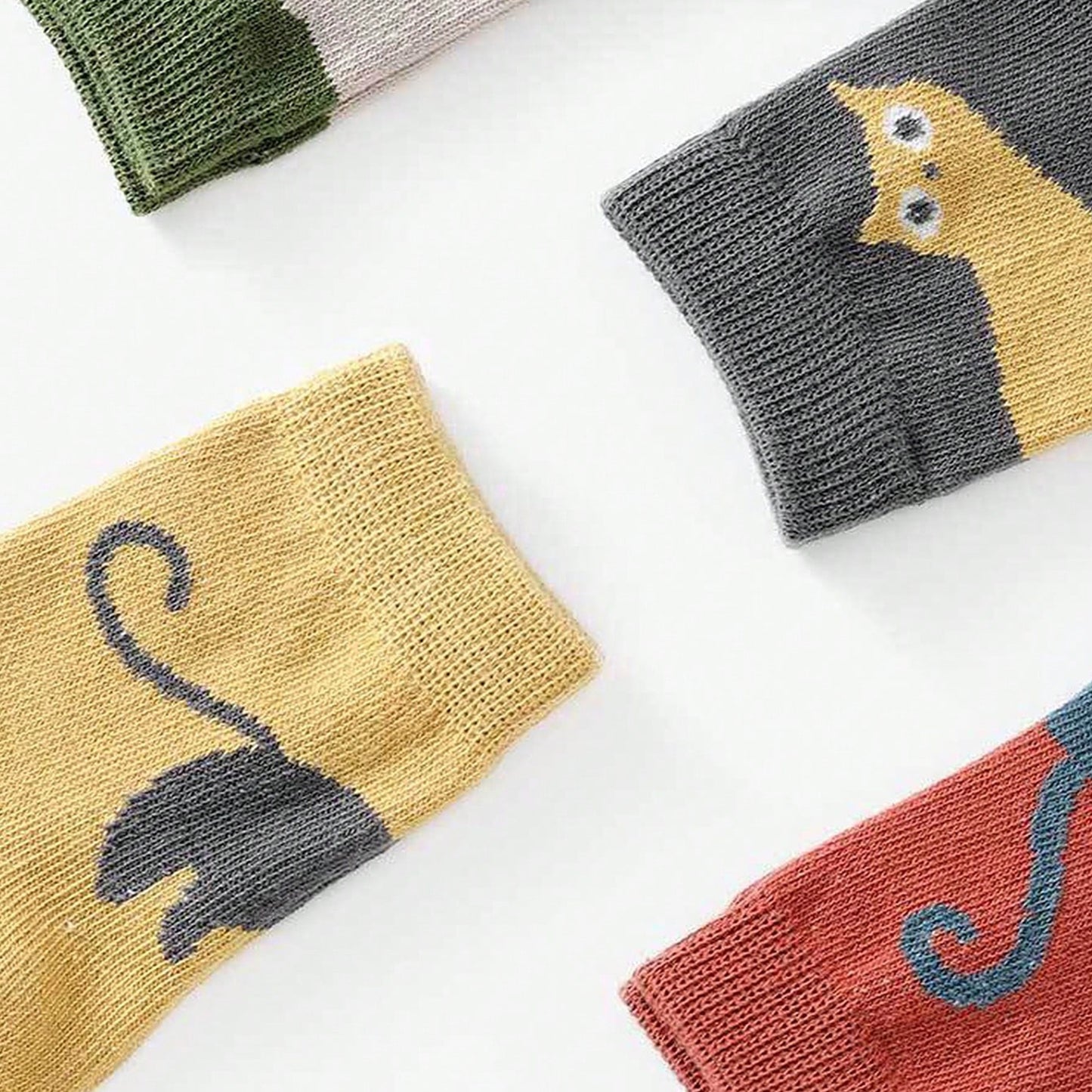5 Pairs of Four Seasons Baby Socks Spring And Autumn Cartoon Kitten Winter Medium Tube Socks Boys Girls Socks