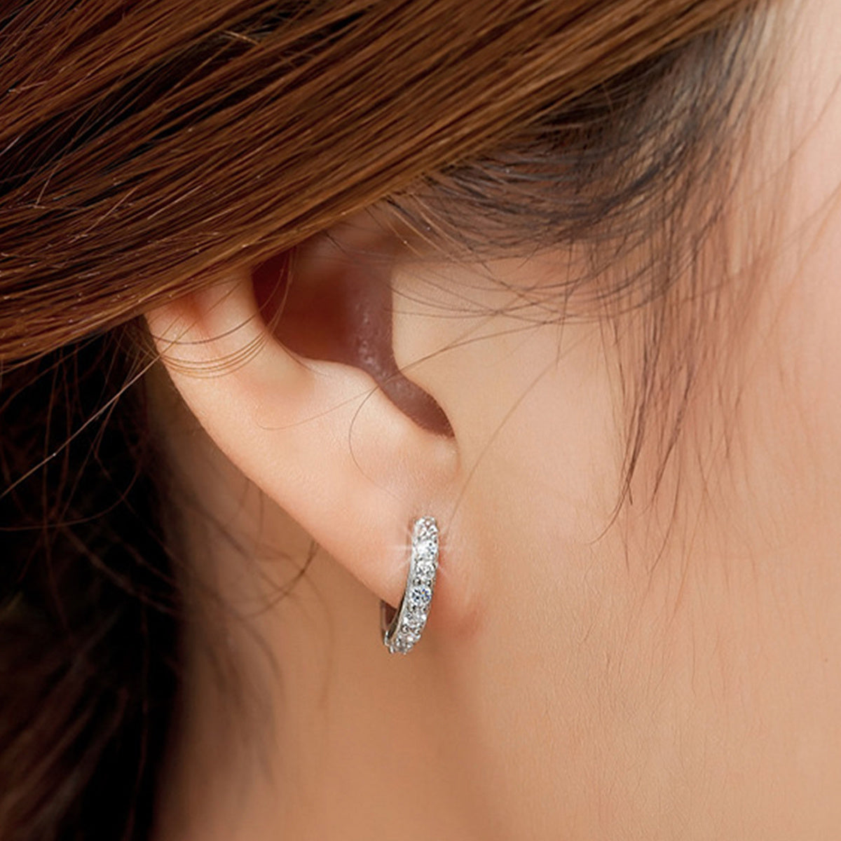Tiny White Zircon Hoop Earrings One Row Shiny Zircon Hoop Earrings Cartilage Piercing Earrings