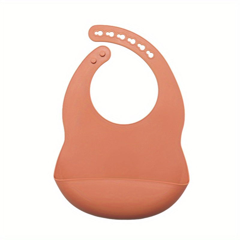 Baby Soft Bib, Simple Plain Color Blank Pattern Adjustable Size Silicone Bib for 1 Year Old +, Christmas, Halloween, Thanksgiving Day Gift Easter Gift