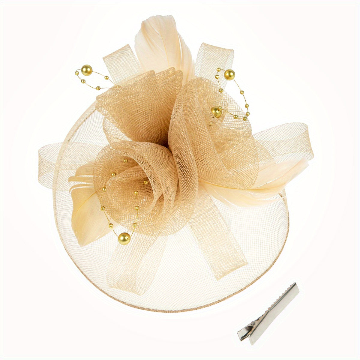 1pcs Women Mesh Flower Faux Feather Fascinator For Tea Party Birthday Horce-Racing Wedding Hat Derbyhat Church Hat