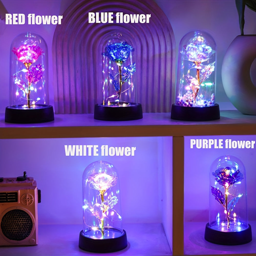 One Piece of Contemporary LED Rose Flower Night Lamp Featuring a Plastic Cover, Powered by Batteries, Ideal for Tabletop Decoration in Bedrooms And Homes. This Rose Lamp Is Perfect for Occasions Like Valentine'S Day, Mother'S
