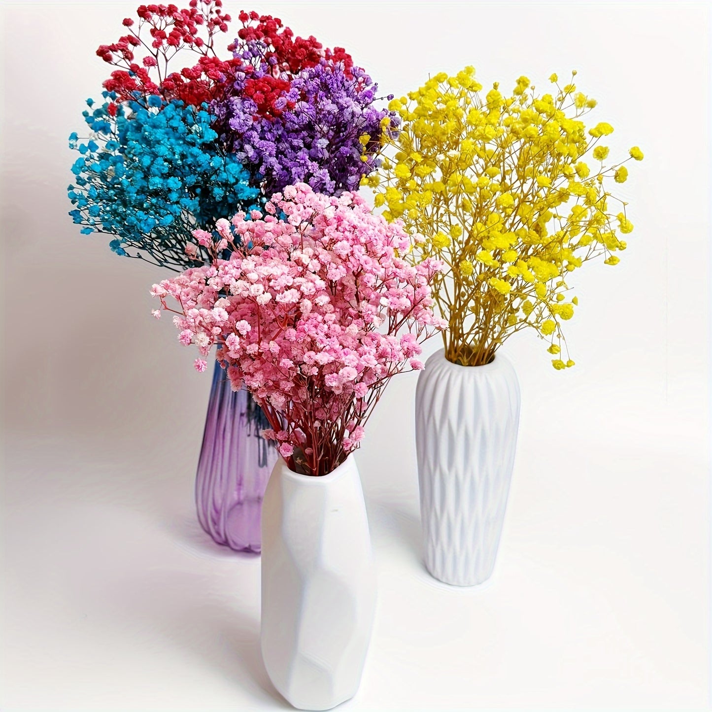 3 Bunches Light Pink Preserved Youngsters's Breath - Long-Lasting Dried Gypsophila for Vase Arrangements, Home Decor, Photo Props & Boho Weddings