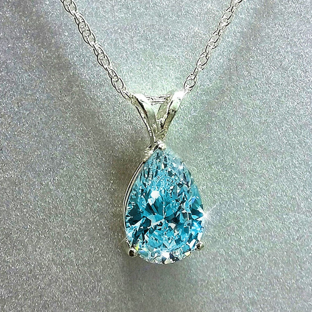 Women'S Temperament Teardrop Shaped Zirconia Pendant Necklace - Luxurious, Cubic Zirconia Stone, Ideal for Wedding Proposals & Parties, Everyday Elegance, Valentine'S Day Accessory|Teardrop Pendant|Detailed Engraving, Zirconi