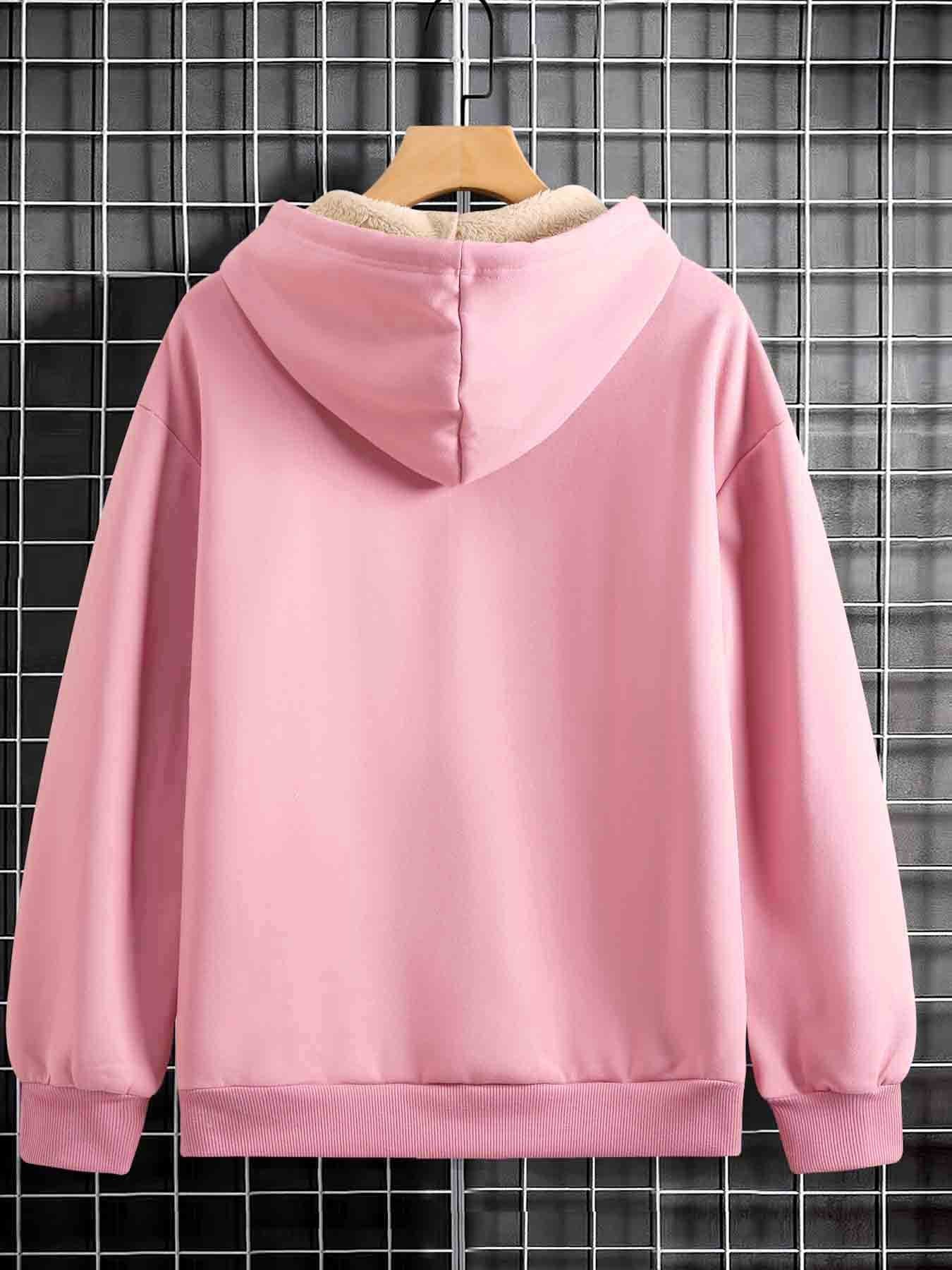 Women's Highland Cow Print Fleece Hooded Sweater - Thickened Winter Warmth, Cozy Plush Lining, Casual Retro Pullover with Pocket, Pink Scottish Cow Design, Sizes XS-XXL (Machine Washable) for Spring, Fall & Winter Layering