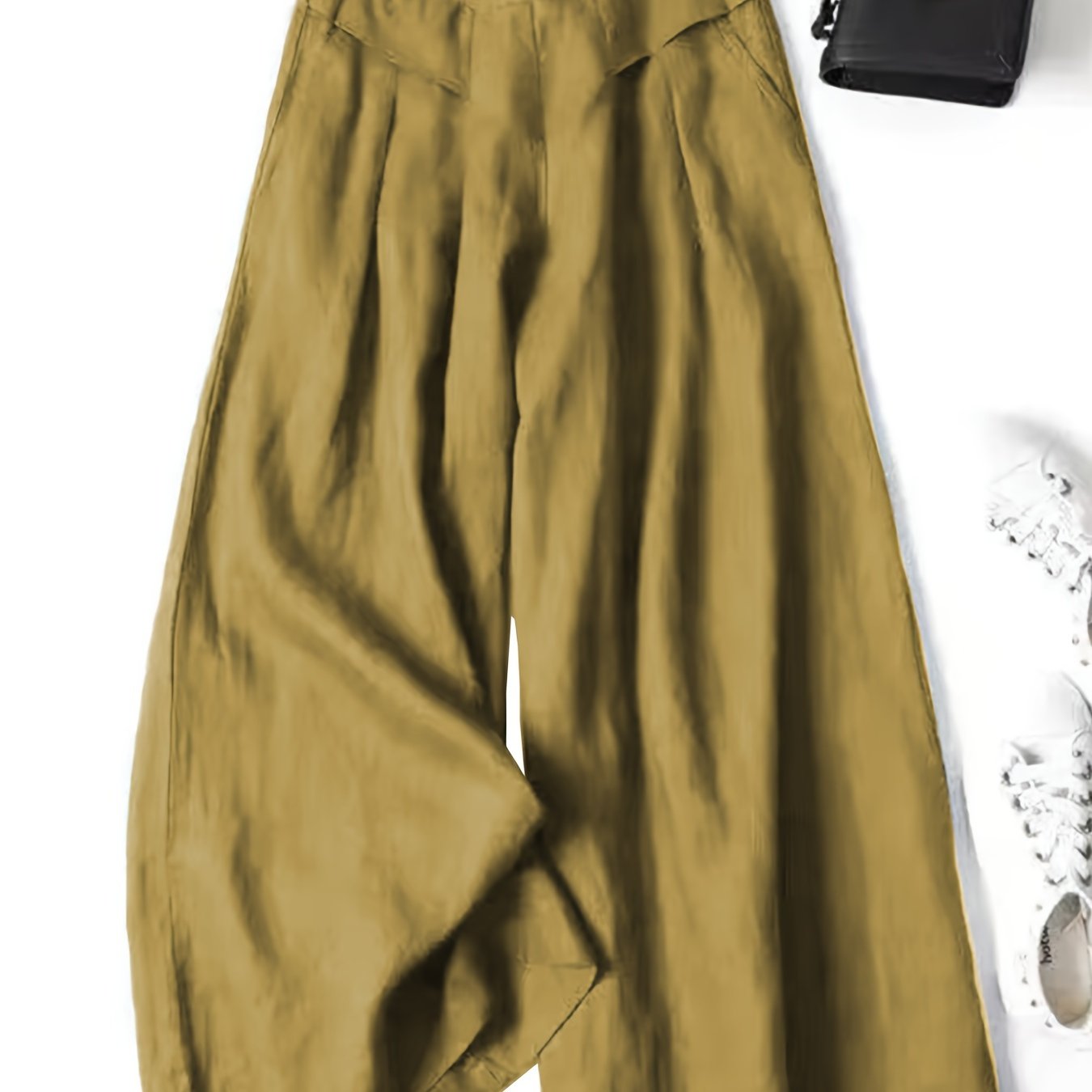 Linen Wide-Leg Ankle Pants, Breathable Thin Loose Linen Skirt Pants, Ethnic Style Vintage Trousers