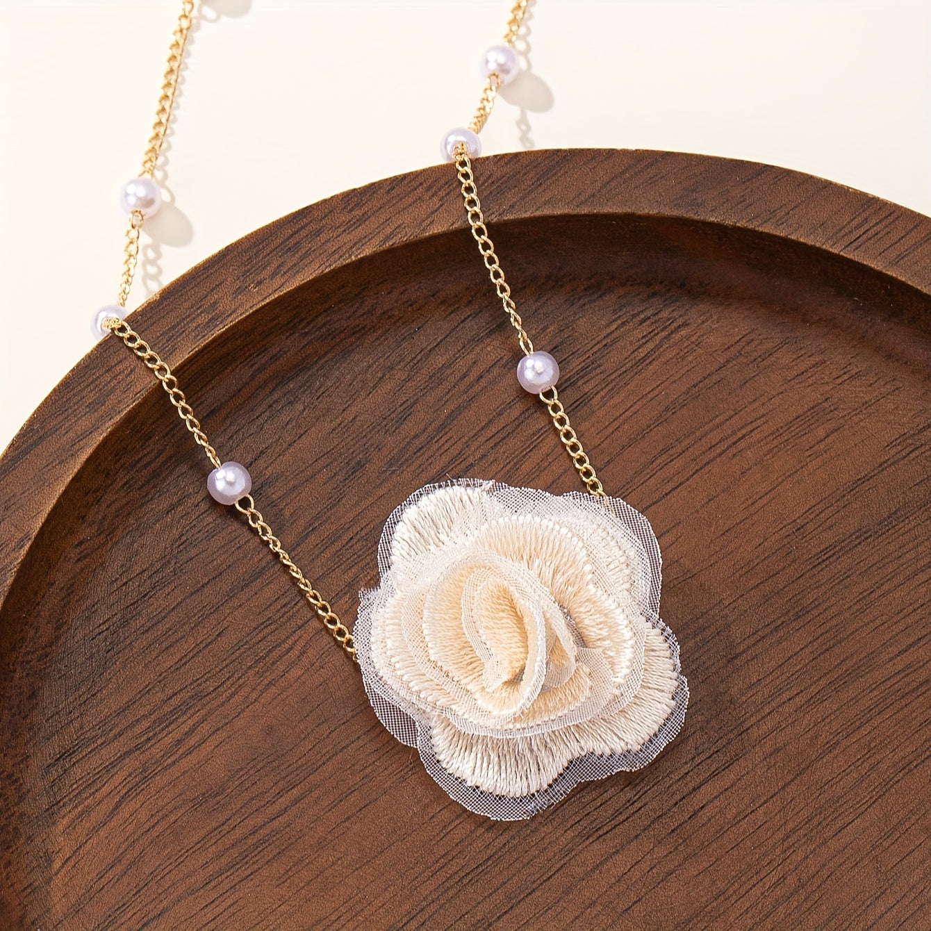 1pc Elegant Coquette Style 18K Golden Plated Faux Pearl Choker Necklace with Acrylic Fiber Flower, Versatile for Daily Wear, Parties, Weddings, and Special Occasions
