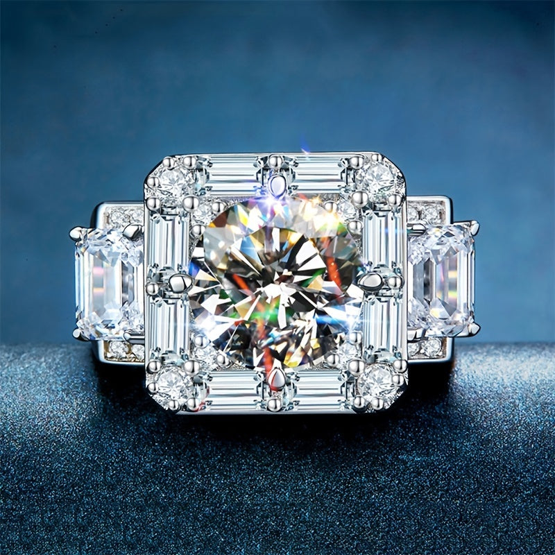 1pc Funky Square Rhinestone Ring Men's Cubic Zirconia Finger Ring