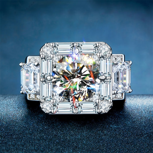 1pc Funky Square Rhinestone Ring Men's Cubic Zirconia Finger Ring
