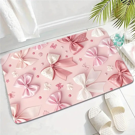 Fashion Pink Bow Print Pattern Rug