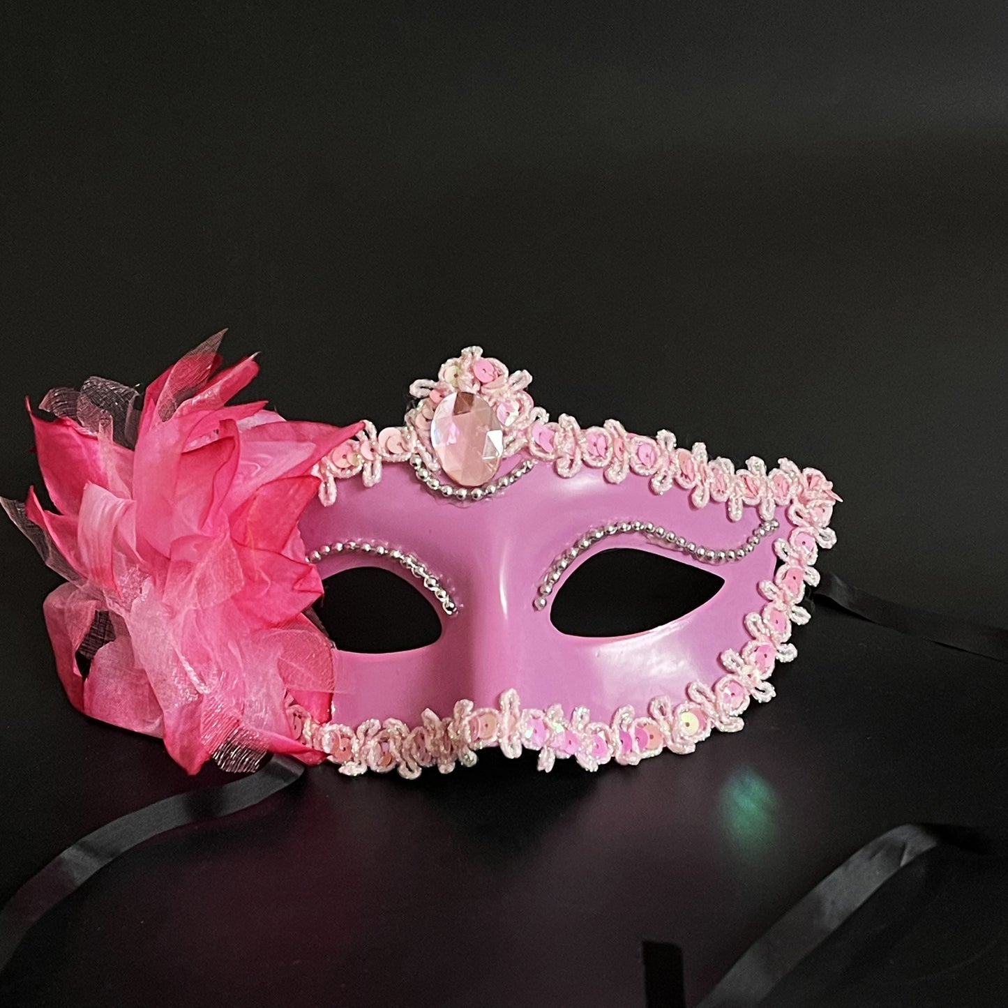 1pc Elegant Lily Flower Rhinestone Mask, Party Dress-Up Mask, Social Gathering Props