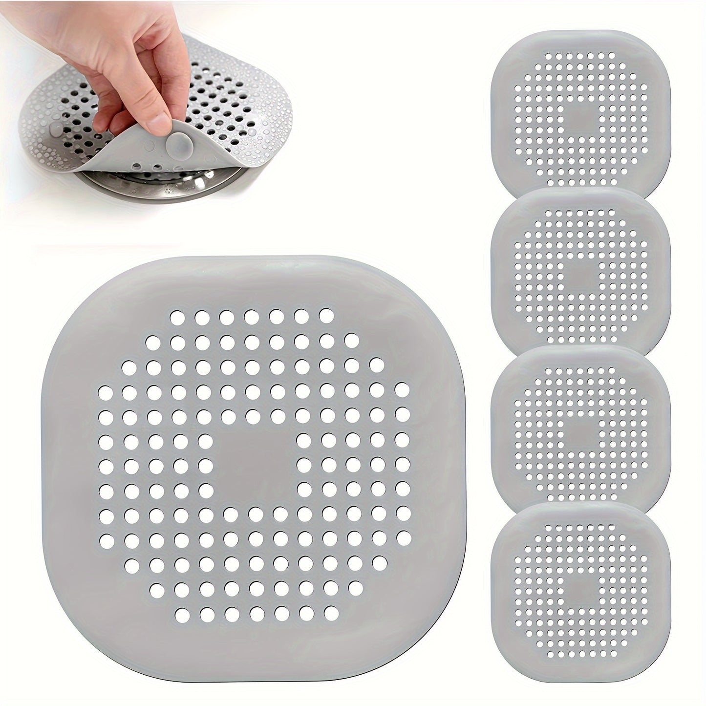 5pcs/3pcs/1pc Silicone Hair Filter | Bathtub and Shower Floor Drain Plug, Kitchen Deodorant Plug, Anti-Clogging Sink Filter