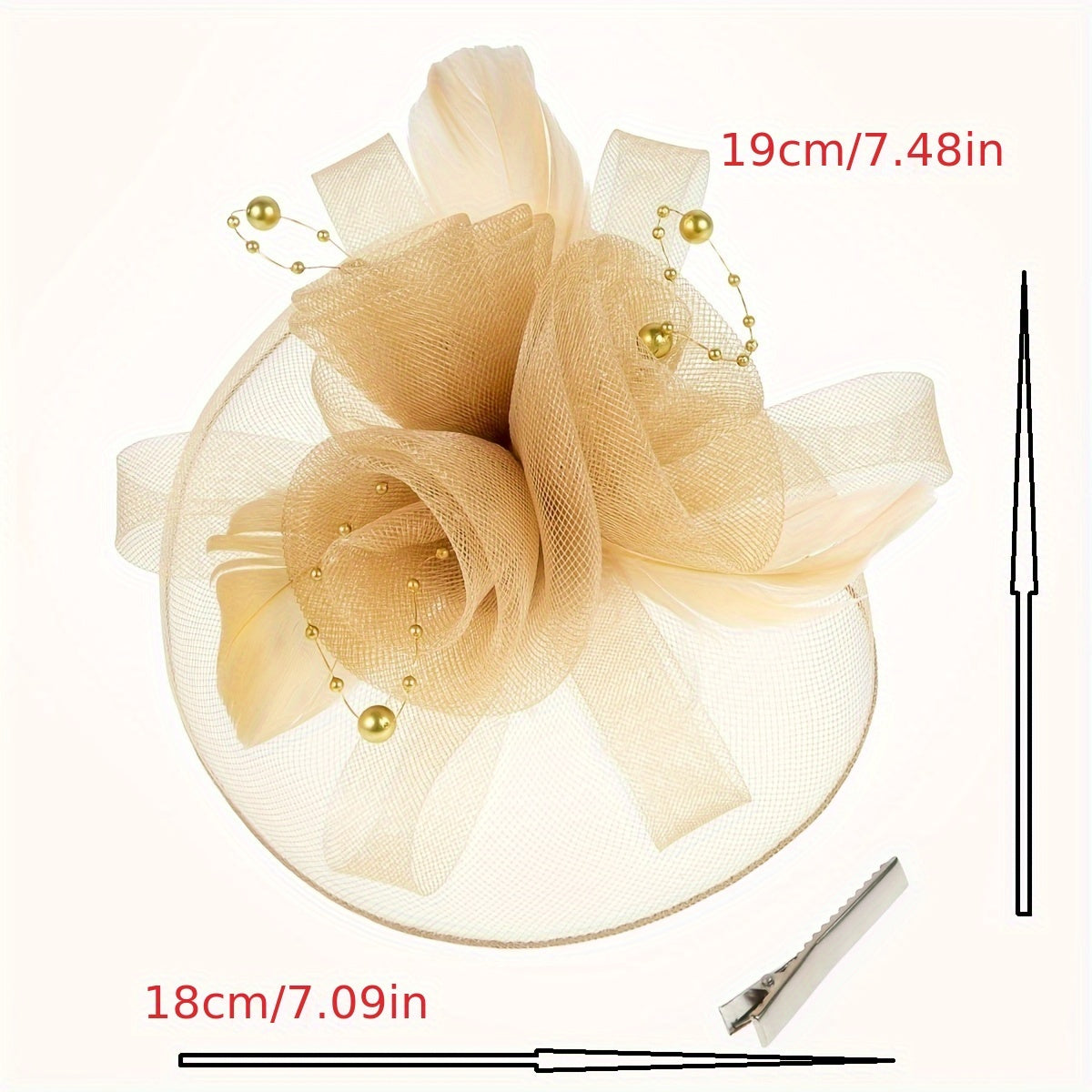 1pcs Women Mesh Flower Faux Feather Fascinator For Tea Party Birthday Horce-Racing Wedding Hat Derbyhat Church Hat
