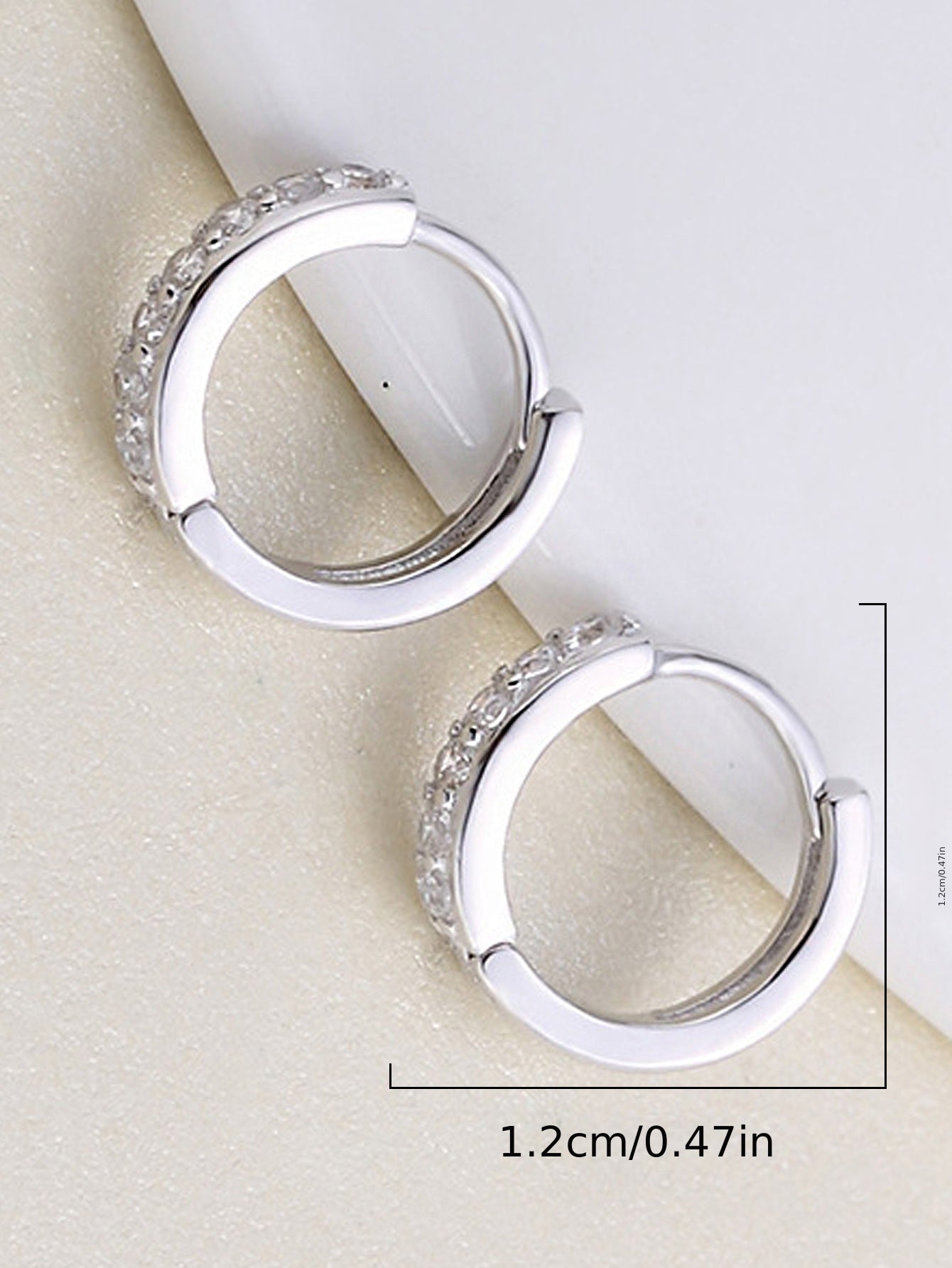 Tiny White Zircon Hoop Earrings One Row Shiny Zircon Hoop Earrings Cartilage Piercing Earrings