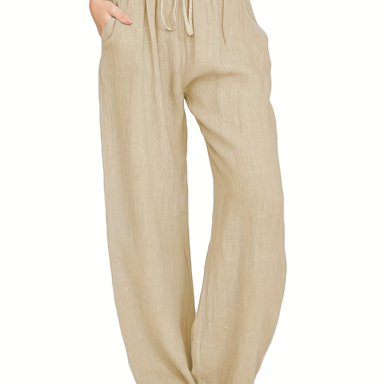 Drawstring Wide Leg Pants, Solid Loose Palazzo Pants, Casual Every Day Pants, Women's Clothing