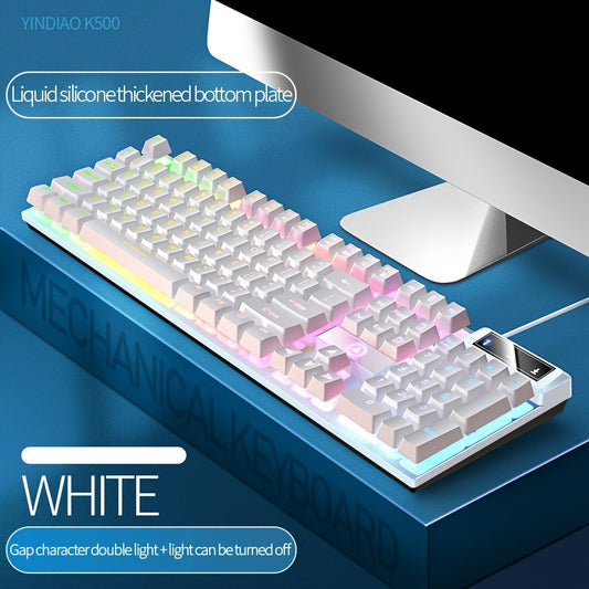 Silvery Carved Game Keyboard USB Wired Mechanical Feel Luminous Keyboard with Backlight Desktop Computer Notebook Office Universal
