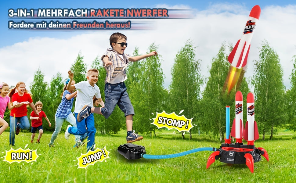 Kids Toy Rocket Launcher, Upgrade 3 Jumper Launcher Design, Jumping Rocket Launcher With 6 Foam Rockets, Fun Outdoor Toys For Boys Girls, Gift Toys For Boys Girls Over 6 Years Old