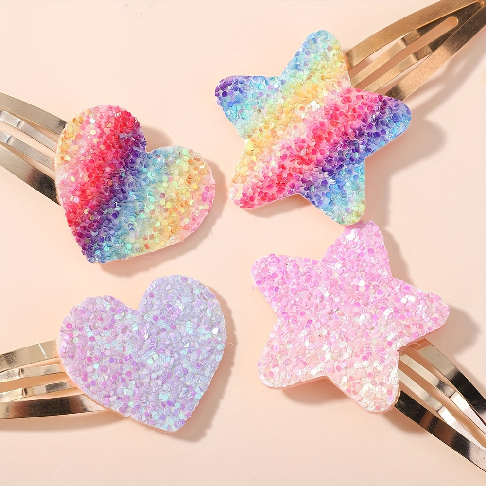 16-Pack Star Love Sequin Children's Bow Hair Clip Cute Girl Ponytail Hairpin BB Clips Baby Hair Accessories