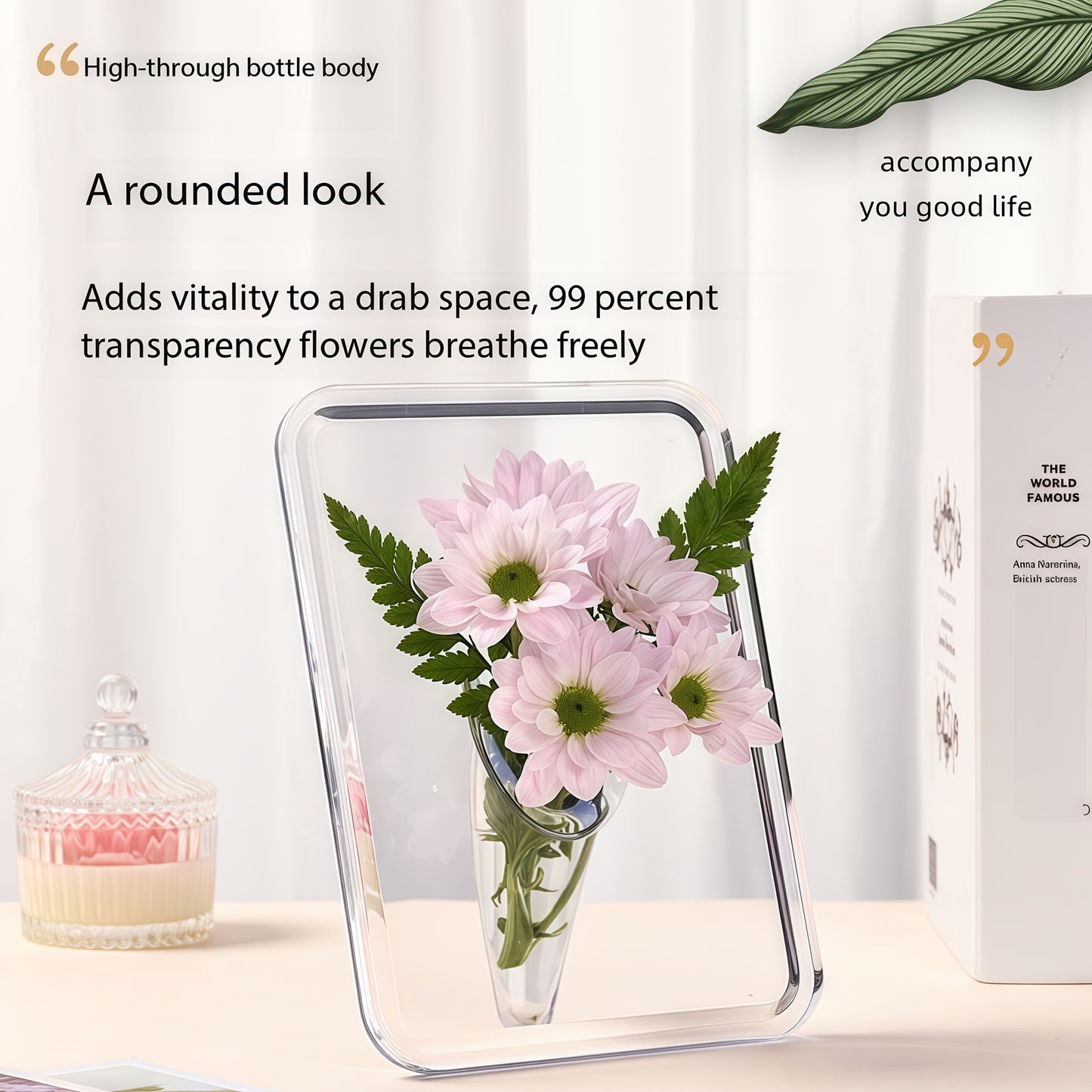 1pc Awaoko Modern Acrylic Vase - Clear Rectangular Design with Intricate Frame-Like Structure, Elegant Decorative Vase for Home & Office, Perfect Gift for Easter, Mother's Day, Friends, Boyfriend, Girlfriend, Family, Teachers