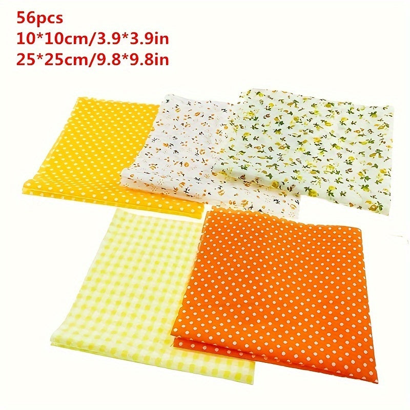 56pcs Patchwork Cloth Set, Flower Cloth, Cotton Blend Cloth, For DIY Sewing Scrapbooking Quilting Craft Patchwork 10cm*10cm/25cm*25cm