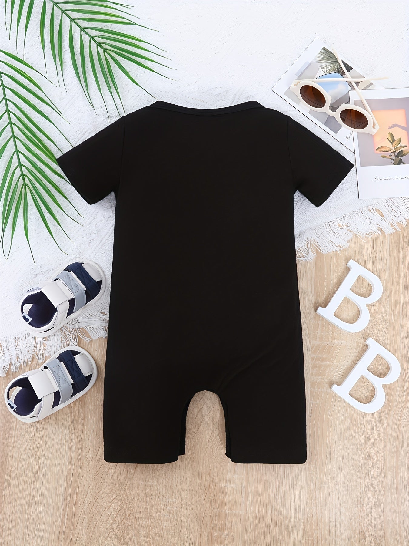 Baby Boys And Girls Casual "I Love My Mom & Dad" Printed Short Sleeve Romper, Cute Comfy Outdoor Jumpsuit Clothes