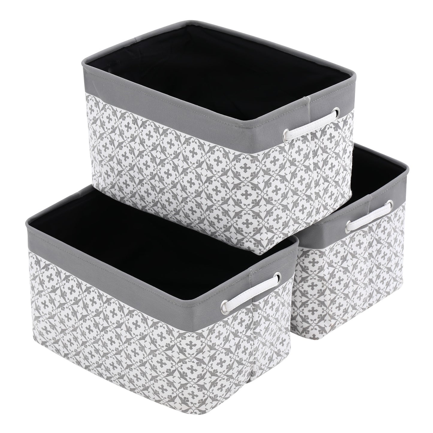 3pcs Modern Fabric Storage Bins - Foldable Canvas Organizer Baskets with Handles, Sturdy for Home, Office, Nursery, and Closet Organization, Minimalist Two-Tone Design, Closet Organizers And Storage