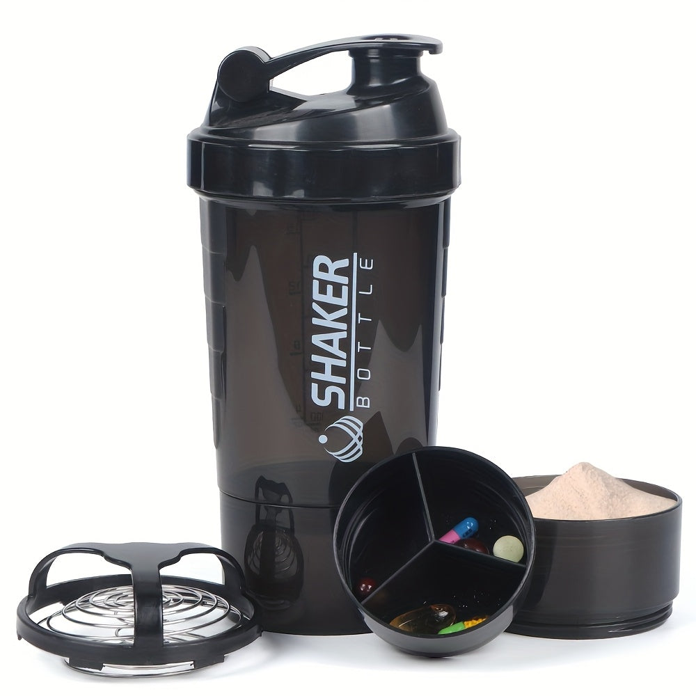 1pc Leak-Proof Protein Shaker Bottle - 16oz Portable Sports Water Bottle for Fitness and Weight Loss