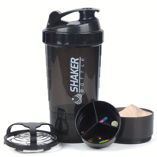 1pc Leak-Proof Protein Shaker Bottle - 16oz Portable Sports Water Bottle for Fitness and Weight Loss