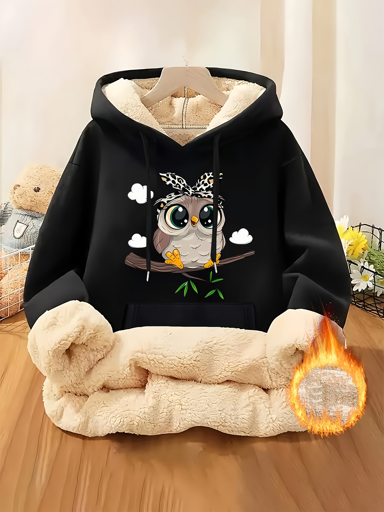 Women's Highland Cow Print Fleece Hooded Sweater - Thickened Winter Warmth, Cozy Plush Lining, Casual Retro Pullover with Pocket, Pink Scottish Cow Design, Sizes XS-XXL (Machine Washable) for Spring, Fall & Winter Layering