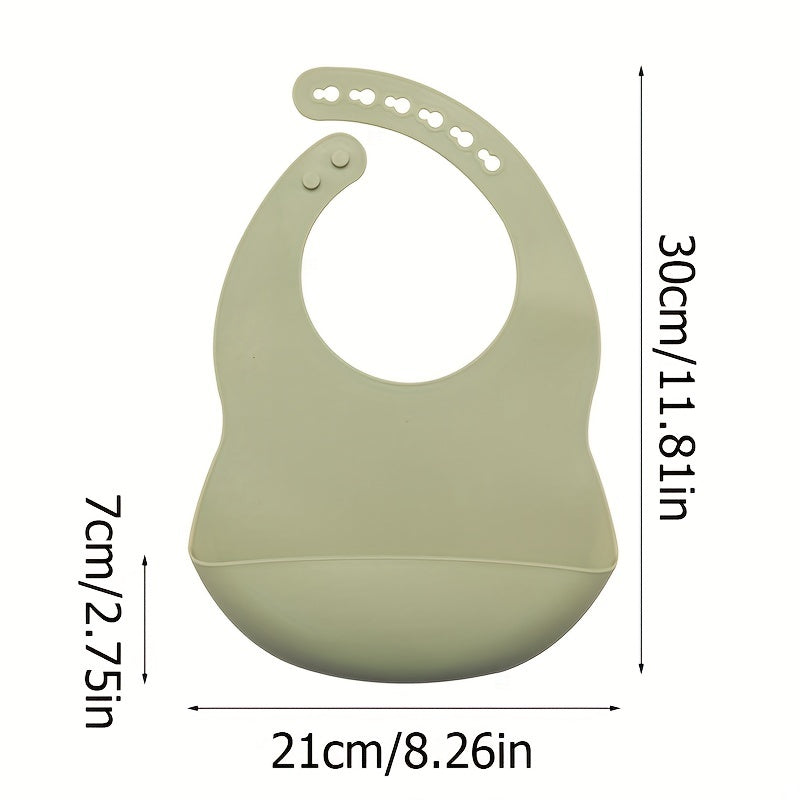 Baby Soft Bib, Simple Plain Color Blank Pattern Adjustable Size Silicone Bib for 1 Year Old +, Christmas, Halloween, Thanksgiving Day Gift Easter Gift