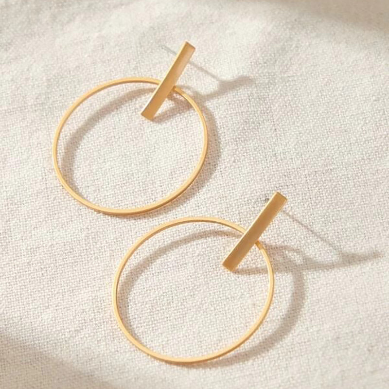 Plated Geometric Circle Drop Earrings Simple Style Jewelry For Women