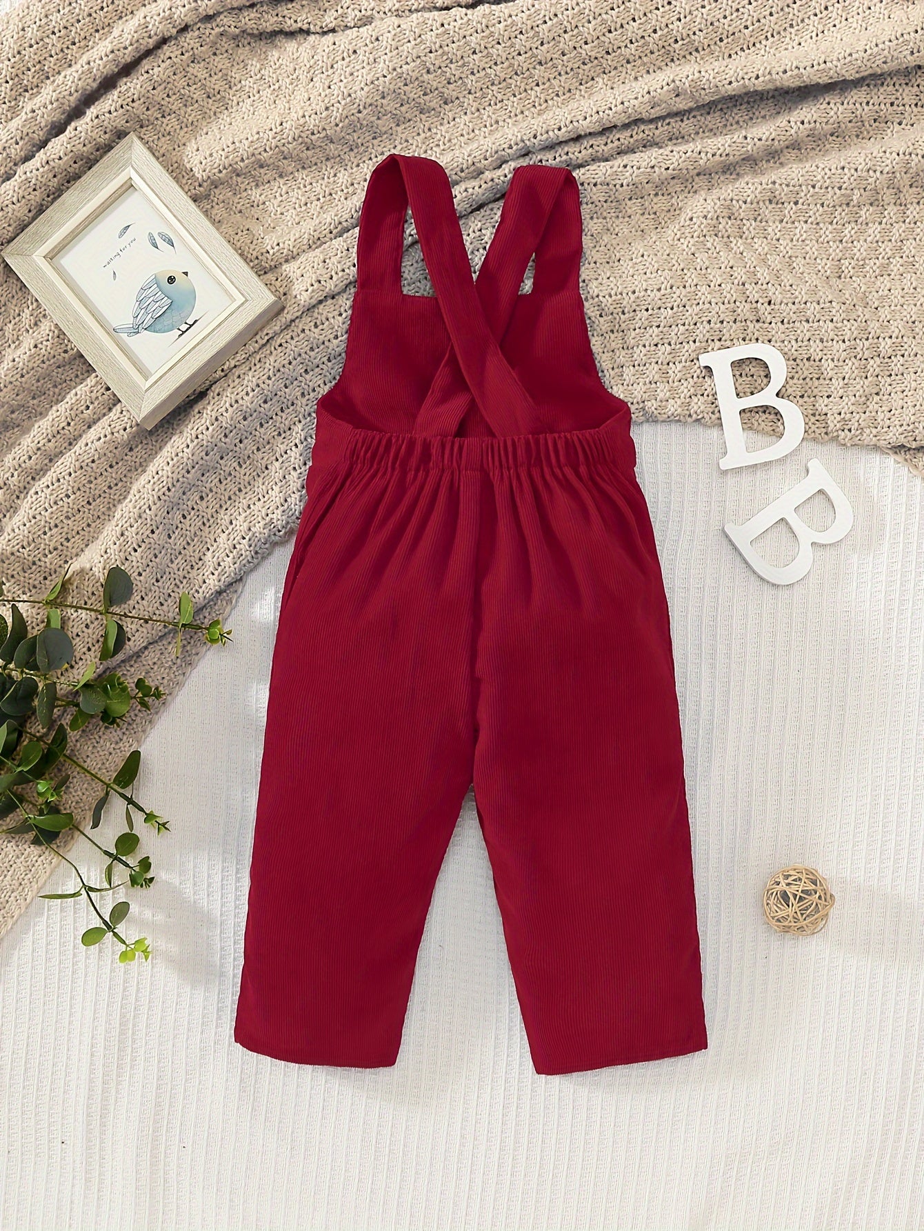 Casual Corduroy Knotted Toddler Baby Overalls, Jumpsuit With Pocket, Retro Strap Pants For Boys Girls