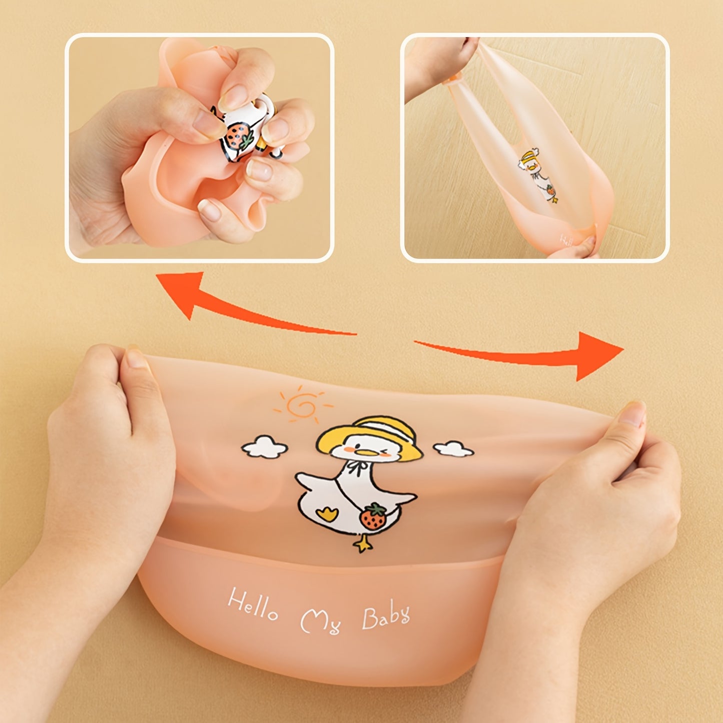 1pc Silicone Baby Bib - Lightweight, Snap Closure, Cute Designs for Boys & Girls, Perfect for Feeding Time, Durable & Easy to Clean, Feeding Accessorie