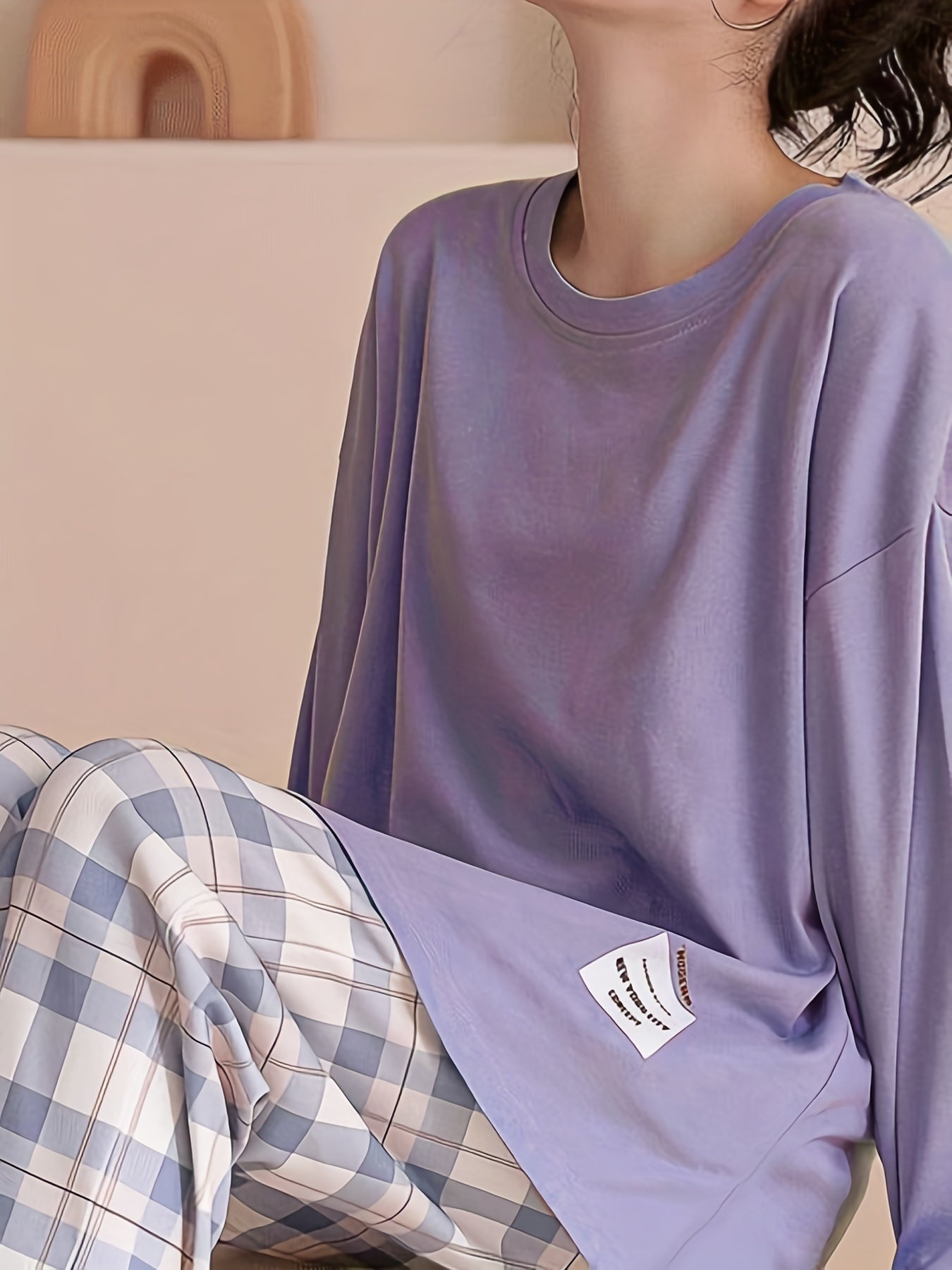 Comfortable Plaid Long Sleeve Pajama Set, Spring and Autumn Casual Home Wear Set, Casual Long Sleeve Pajama Set