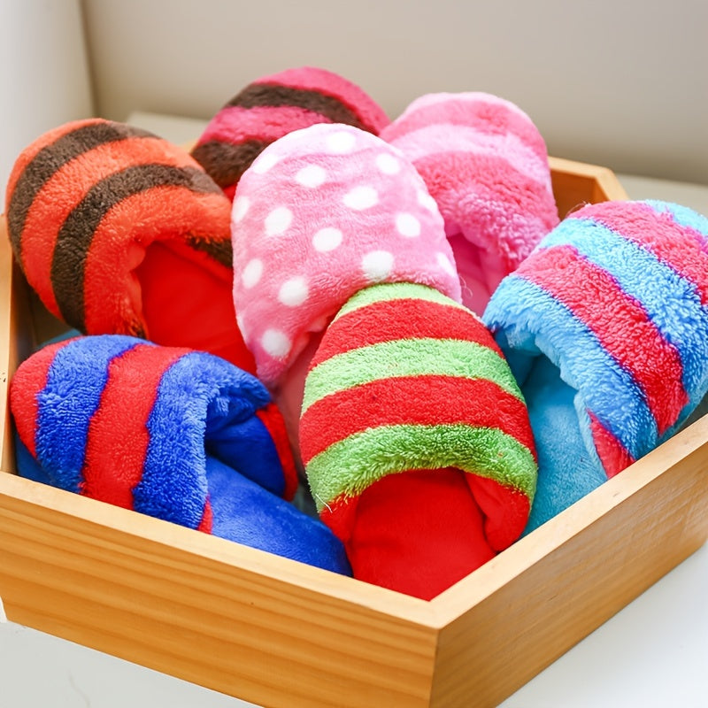 [Christmas] Stripes Plush Christmas Dog Toy, Happy Teddy Bear, for Small Dog, Teddy Bear, Pomeranian, All Breed Sizes, Without Battery