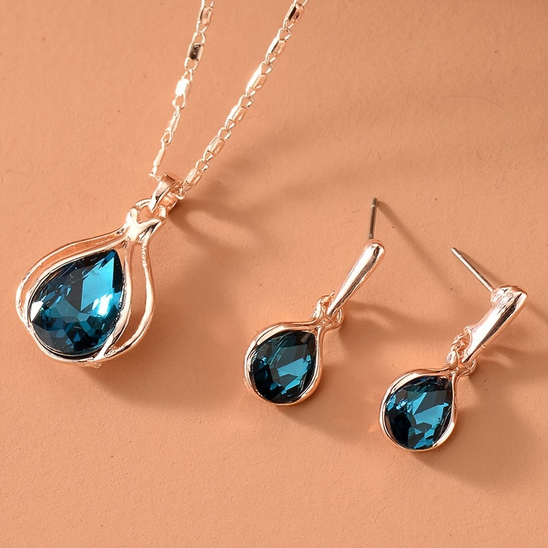 2pcs Women's Jewelry Set - Simple Style, Zinc Alloy with Artificial Crystal - All Season & Valentine's Day Gift | Daily Wear | Elegant Design