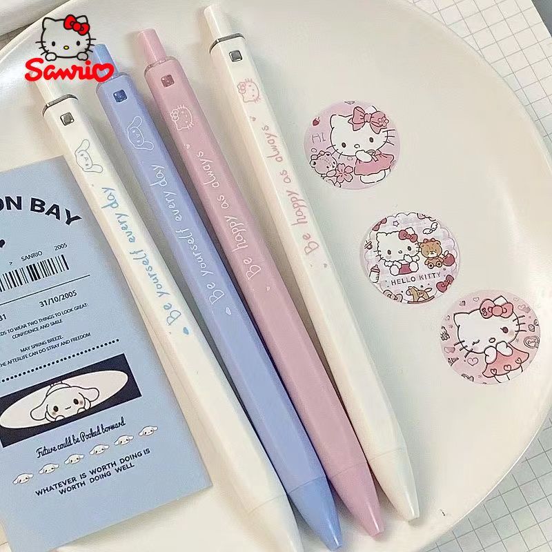 [Hello Kitty Pen] Sanrio Hello Kitty Cartoon Character Square Head Pen | Essential for Students, 0.5Mm Black Gel Pen, Smooth Writing, Quick-Drying, for Cinnamoroll Pressure-Sensitive Pen Refill