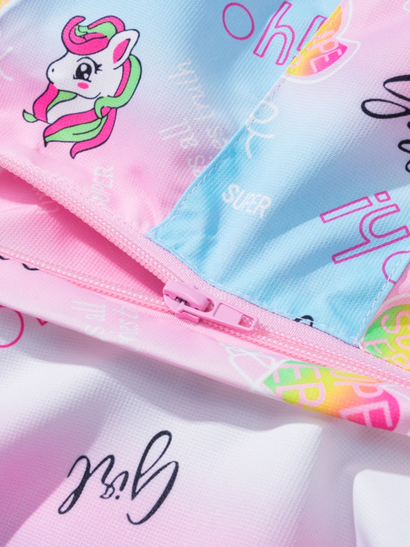 Girls' Unicorn Jacket - Lightweight Windproof Hooded Outerwear with Removable Hood, Pastel Rainbow & Clouds Design, Zip-Up Front, Long Sleeves, and Pockets for Spring/Fall Casual Wear, Unicorn Clothes, Playful Kids Fashion, D