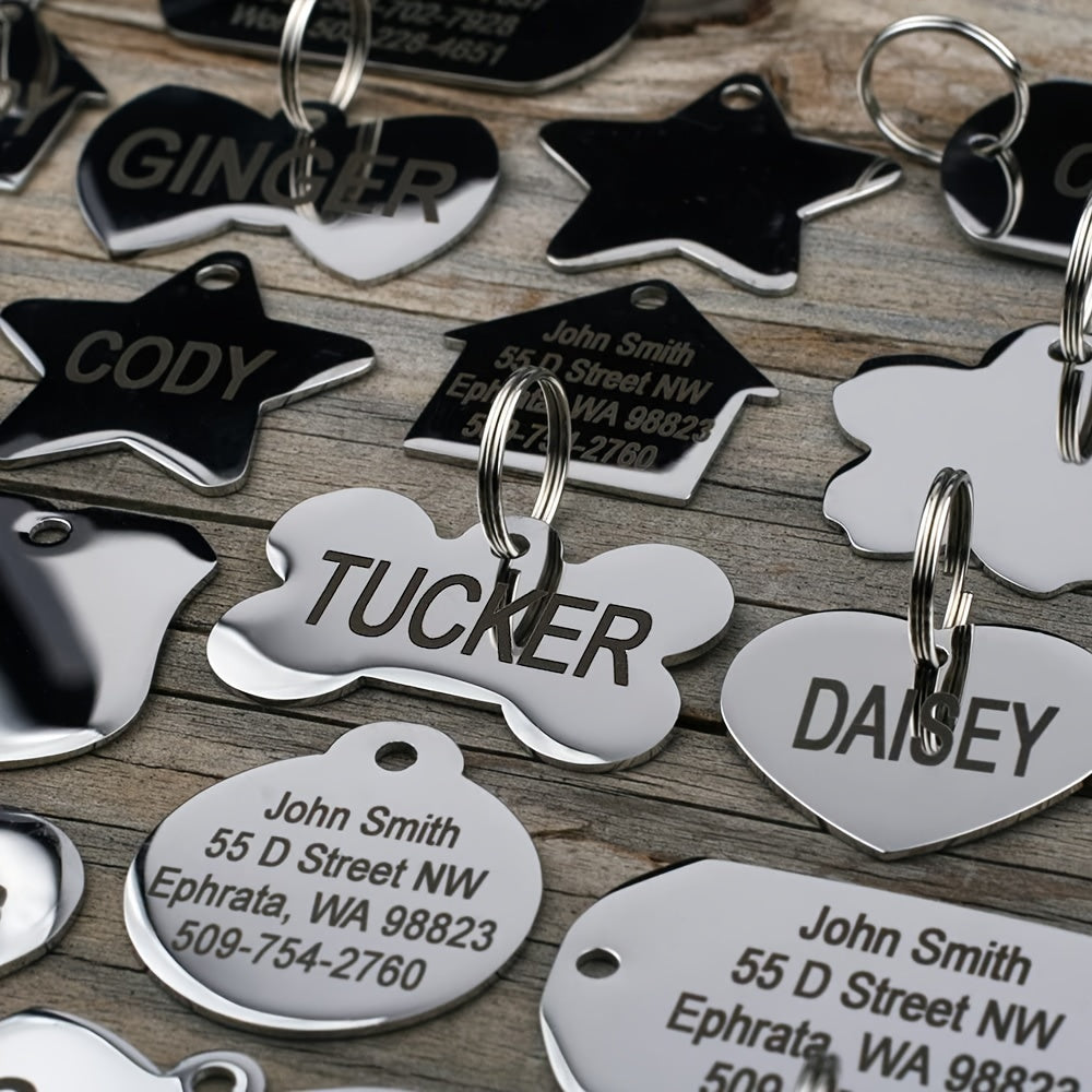[Fast Arrival] Stylish Personalized Pet ID Tag - Durable Engraved Stainless Steel Slide-On Nameplate with Customizable Text - Long-Lasting, Water-Resistant, and Easy to Attach