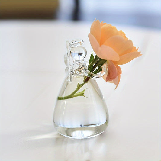 Elegant Angel-Shaped Glass Vase for Fresh and Dry Flowers - Contemporary Cylinder Design, Perfect for Living Room, Dining Table, Coffee Table Decor, No Battery Required, Flower Vase