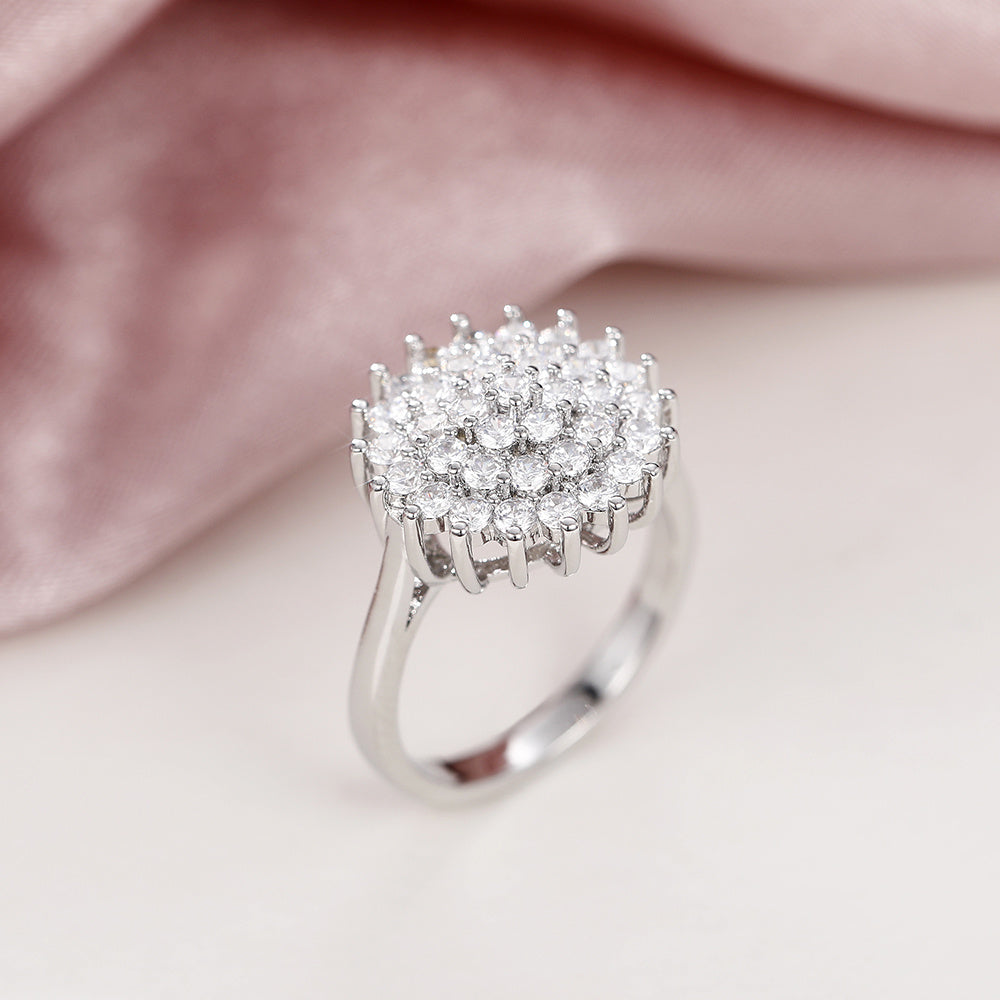 Stylish Lotus Seed Shape zirconia Flower Ring Romantic Wedding Fine Jewelry Anniversary Gift