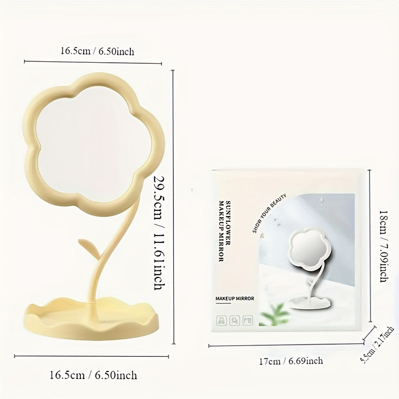 Desktop Makeup Mirror Sun Flower Shape Cute Girl Heart Dressing Mirror Detachable Hanging Jewelry HD Makeup Mirror
