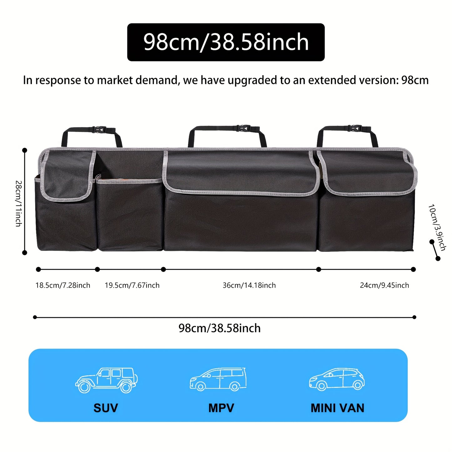 Large Capacity Storage Bag for Car Seats Made of 600D Oxford Cloth with Multiple Pockets