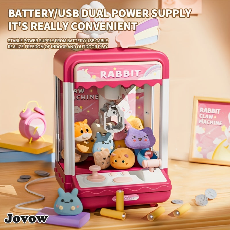 Claw Machine Toy, Party Clip Doll Gashapon Machine, Home Light And Music Two Power Supply Modes, Birthday Gift For Boys And Girls, Christmas Gift, Send 10 Dolls, 10 Capsule Eggs, Power Supply Line