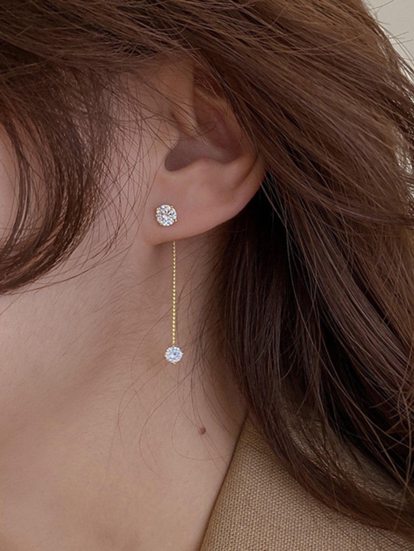 Elegant Drop Earrings Inlaid Shiny Zircon Pendant Minimalist Earrings For Women