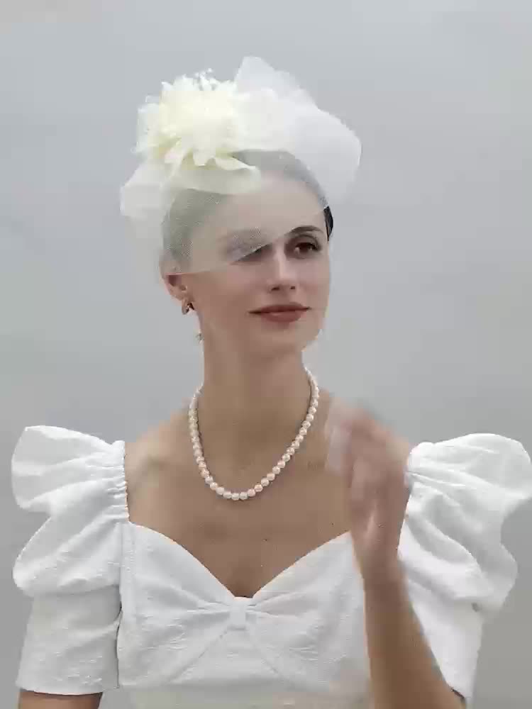 1pc Women Hair Accessories Mesh Flower Faux Feather Mesh Veil For Birthday Jockey Club Wedding Derbyhat Church Hat Accessories