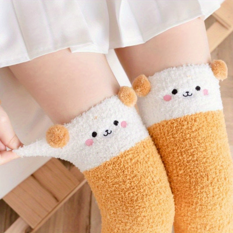 1-Pair Women's Winter Thermal Over-the-Knee (OTK) Floor Socks - Cozy Coral Sleeping Socks Suitable for Home, Bed, and Cold Weather - Warmth &
