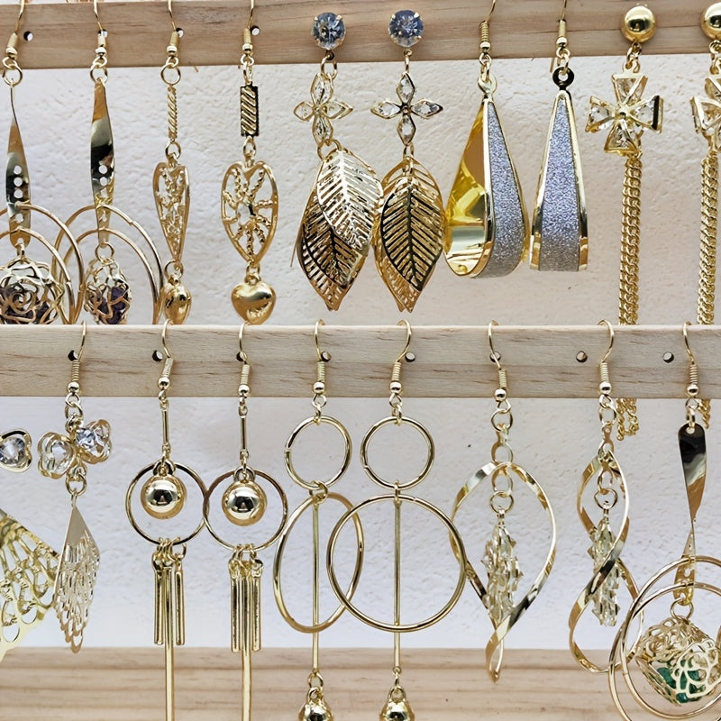 10 Pairs of Fashionable And Elegant Long Hook Women'S Earrings Flower Leaf Water Drop Design Luxury Drop Earrings Party Jewelry Set