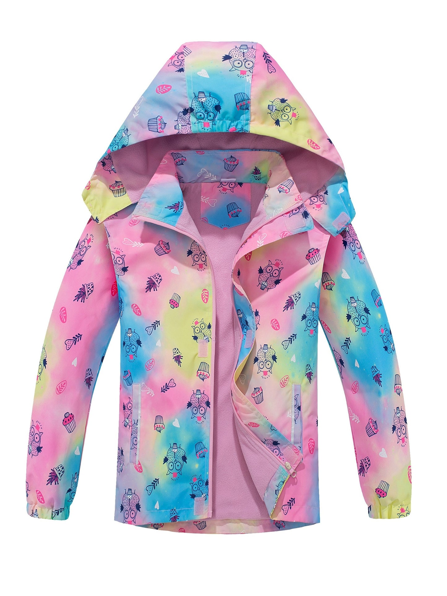Vibrant Rainbow Camo Rain Jacket for Kids - Waterproof, Lightweight, Hooded, Fleece Lined, Windbreaker Coat with Removable Hood for Outdoor Play - Perfect for Rainy Days and Casual Wear