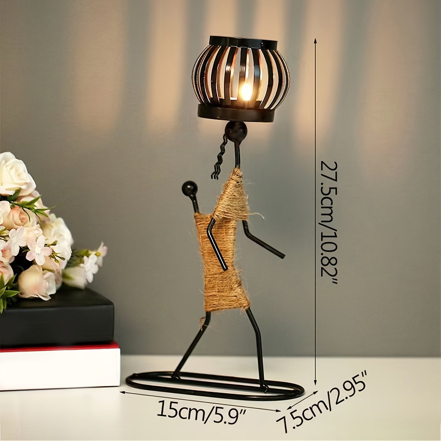 [1pc Lady Character Candle Holder] 1pc Metal Shaped Candle Holder With A Lady Character Design, Christmas Decoration, Christmas Candle Holder