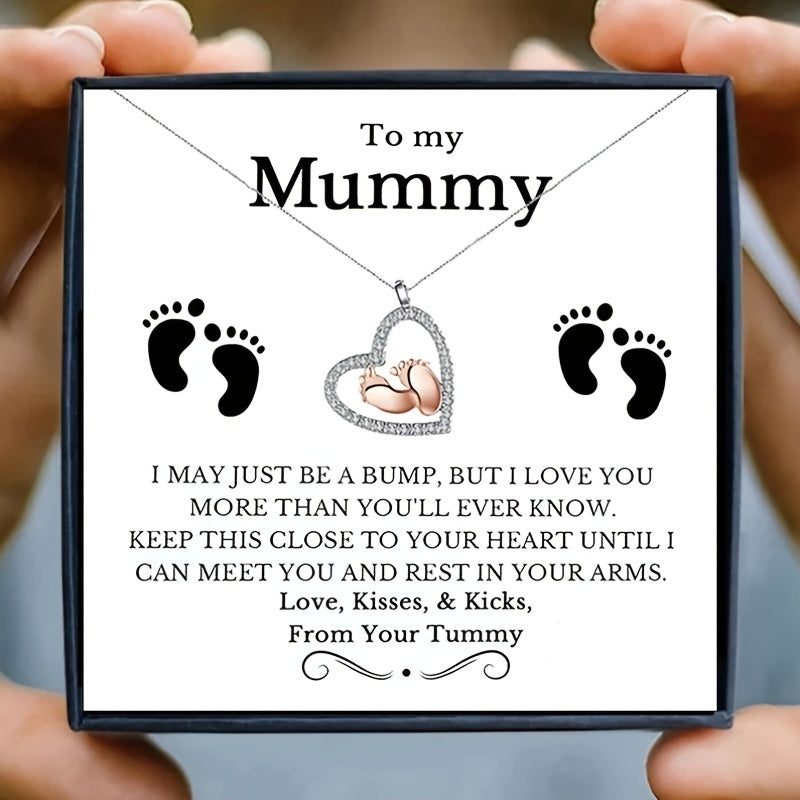 to My Mummy Feet Heart Necklace Pregnancy Gift Mum to Be Feet Shower Gift, Expecting Mum Pregnancy Gift